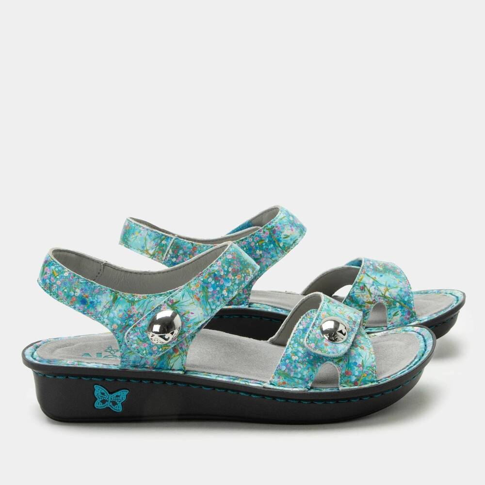 NEW ALEGRIA women's vienna sandal in aqua flora
